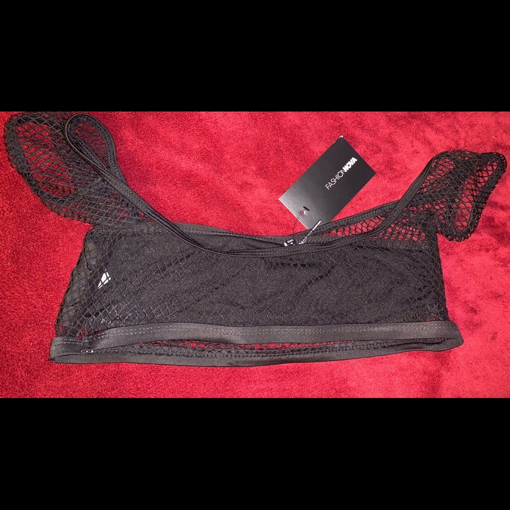 Off the shoulder bathing suit NET top! SIZE SMALL